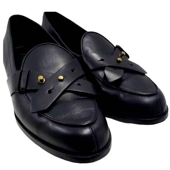 Frame Denim Shoes - NWB FRAME Le Larchmont Strap Loafer Leather Noir(Black) Women's Size 37